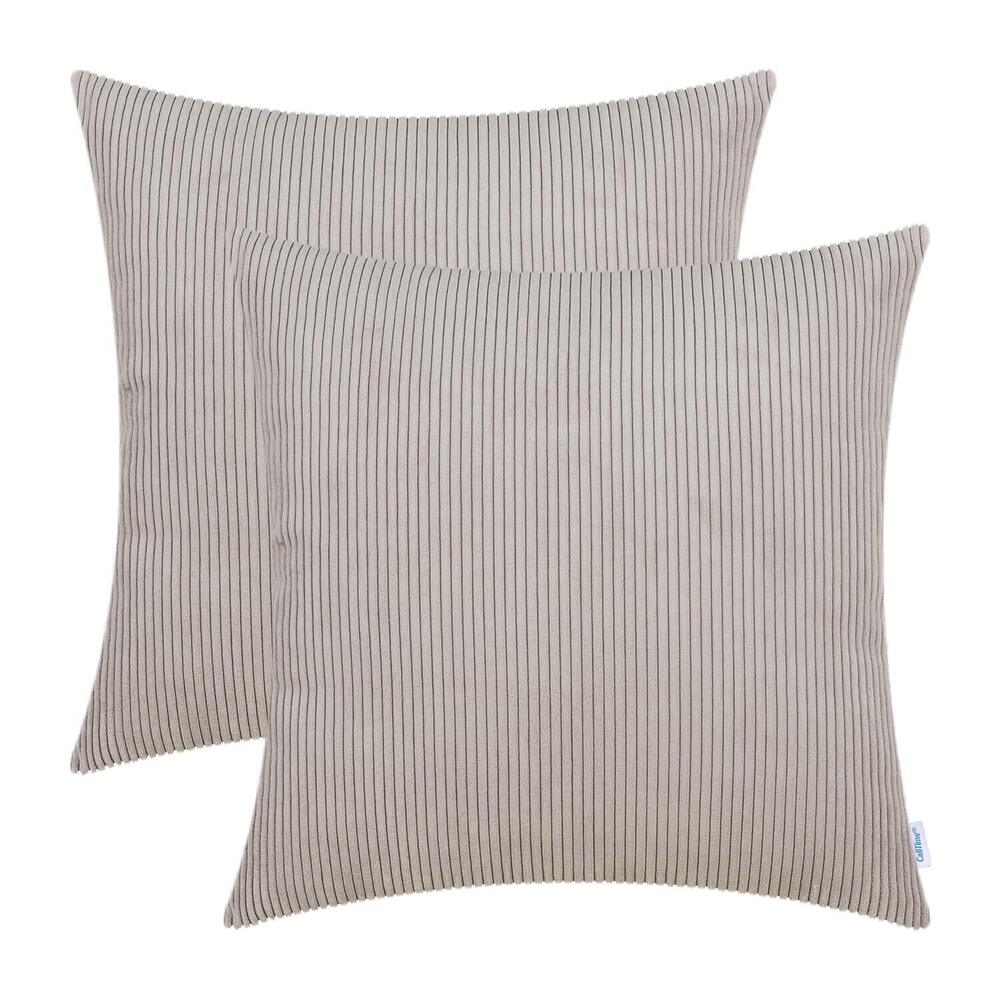 1775 Throw Pillow Covers Pack of 2 Ultra Soft Solid Color Corduroy Striped